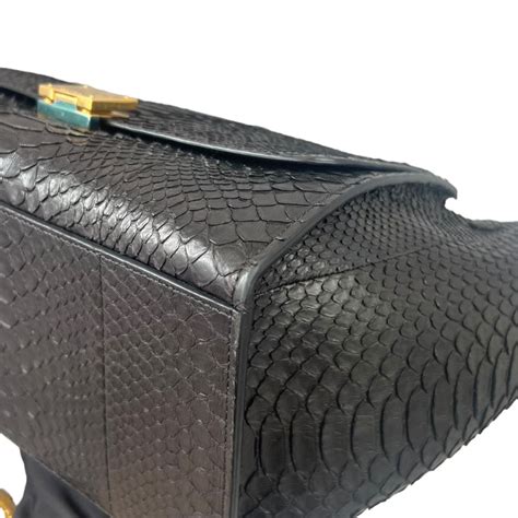 Trapeze Satchel Python Black GHW 